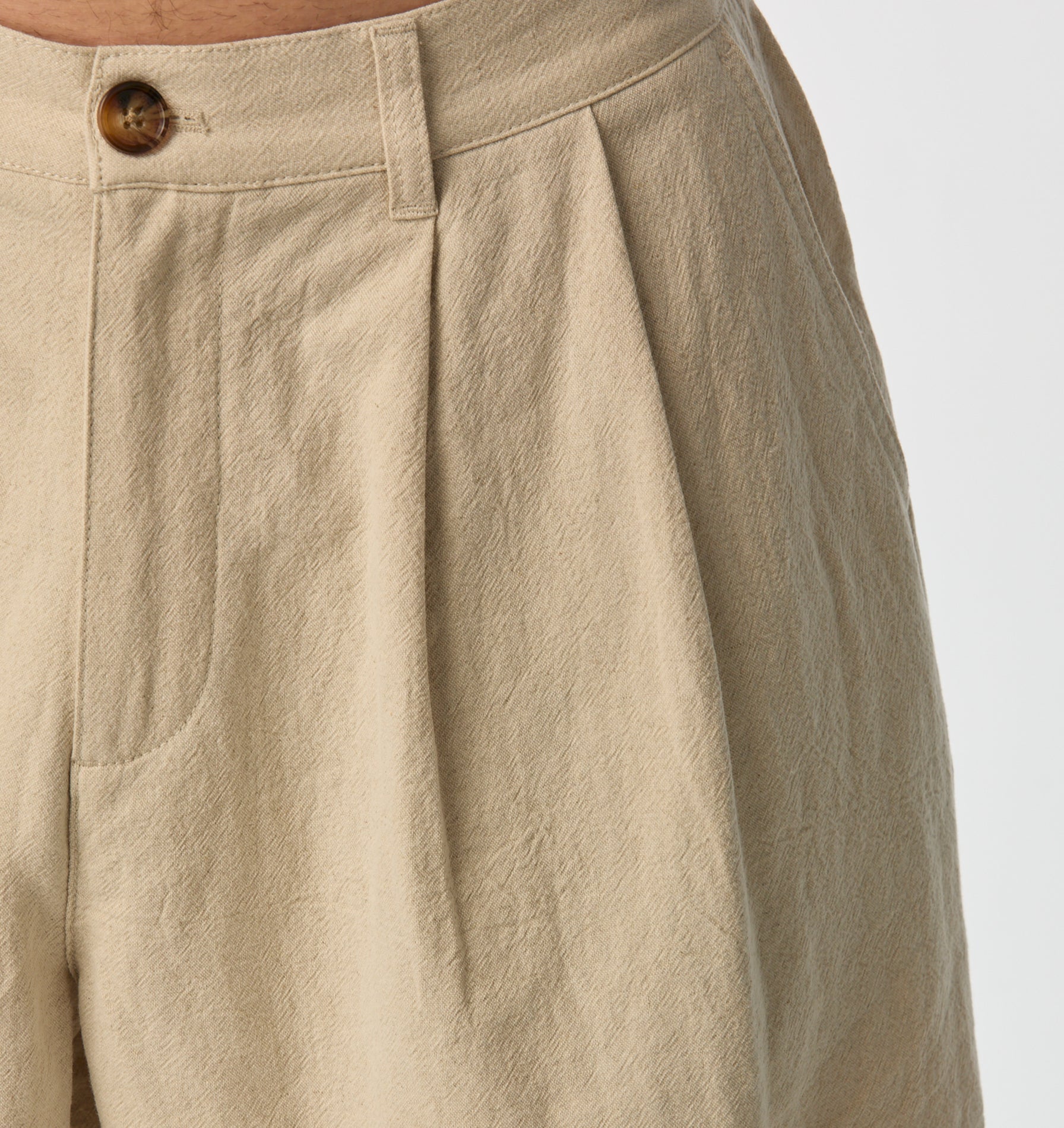 Linen Alby Pleated Short - Bone