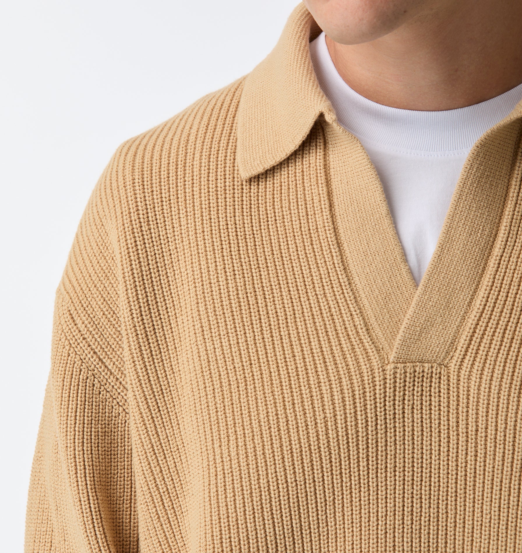 Knit LS Polo - Smokey Mustard