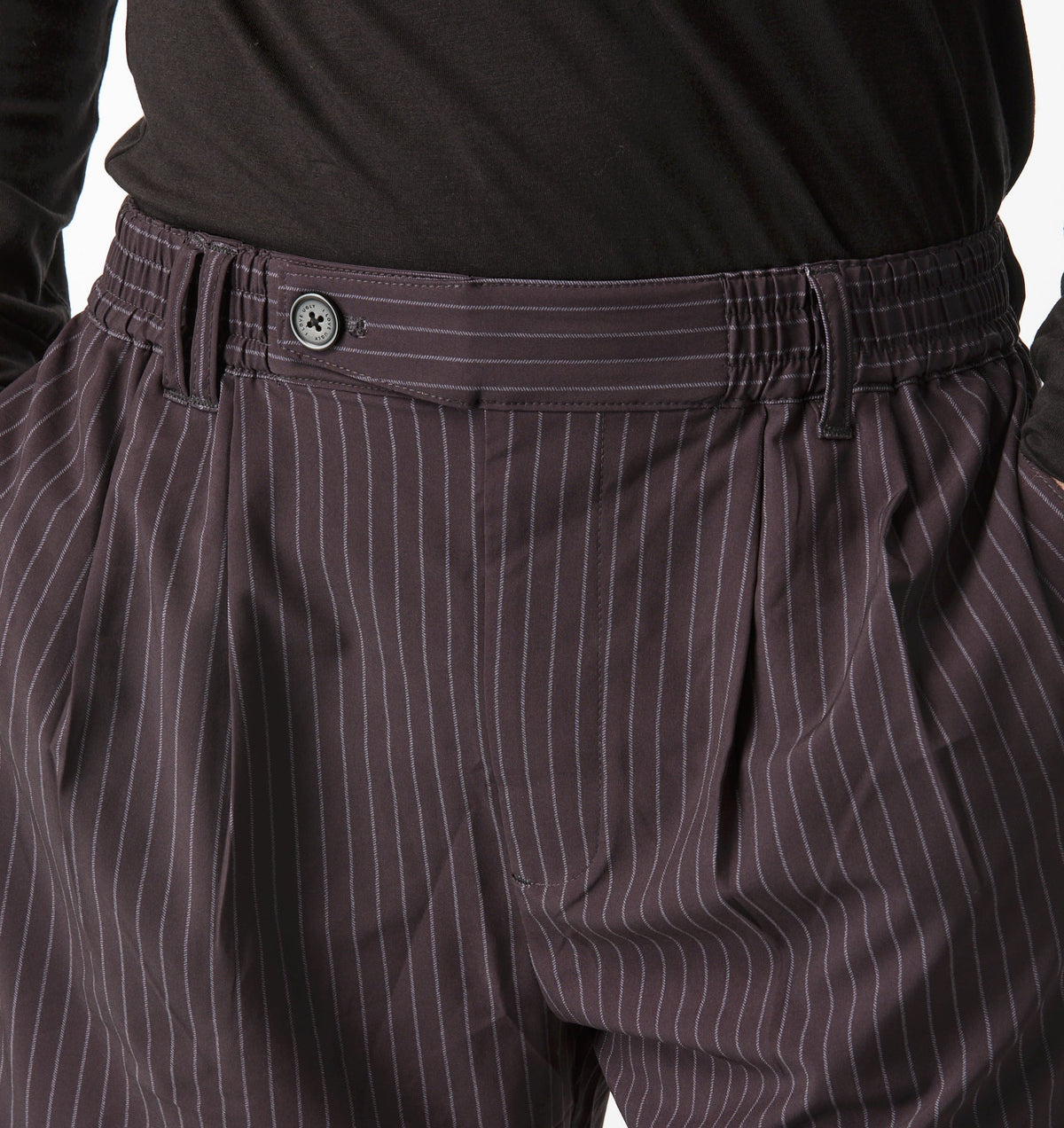 Active Pleat Front Short - Black Pinstripe