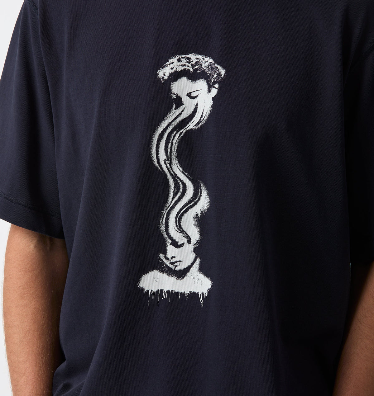 Warped Face Box Crop Tee - Washed Navy