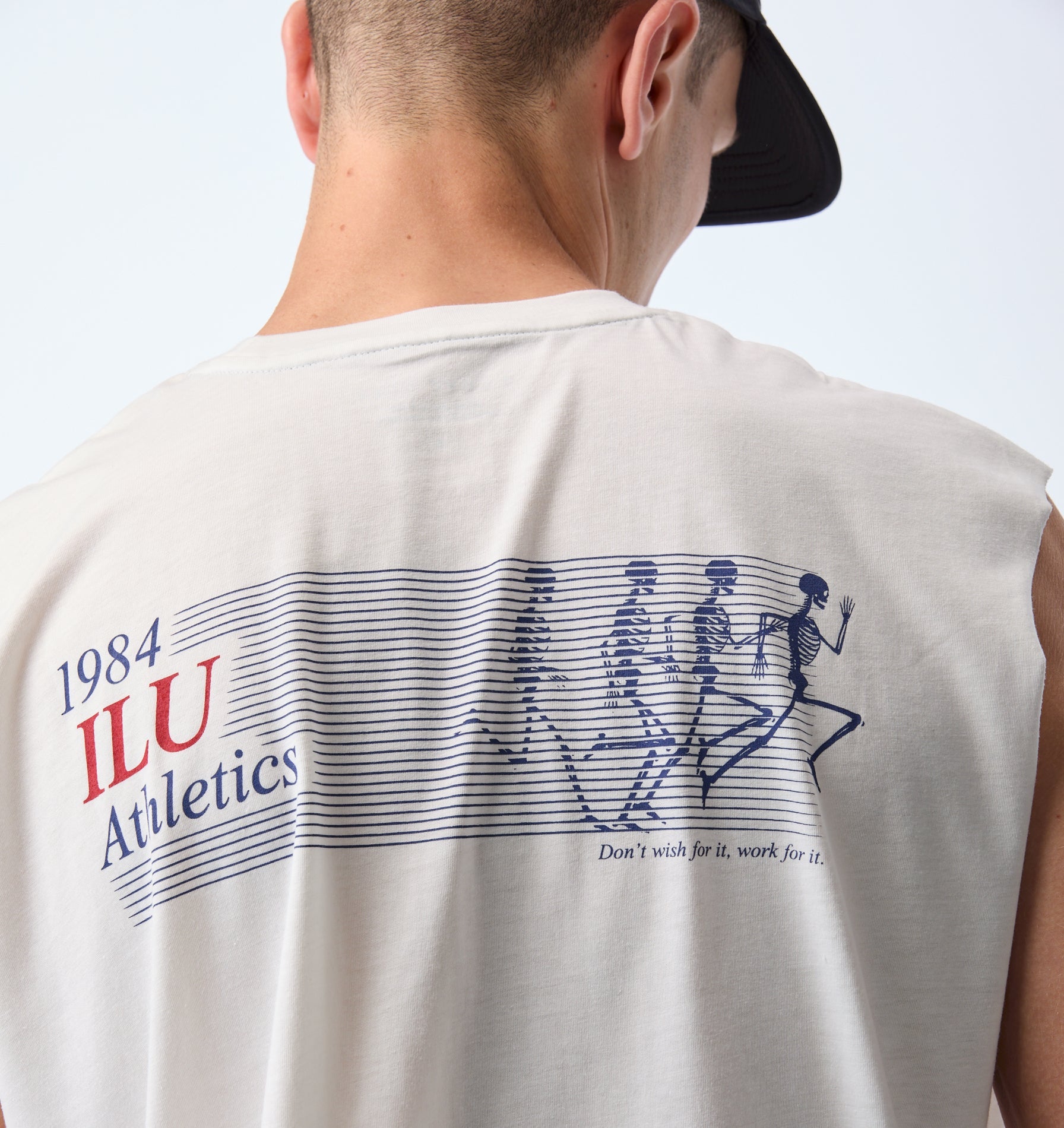 Skeleton Cotton Athletic Crop Tank - Aged White
