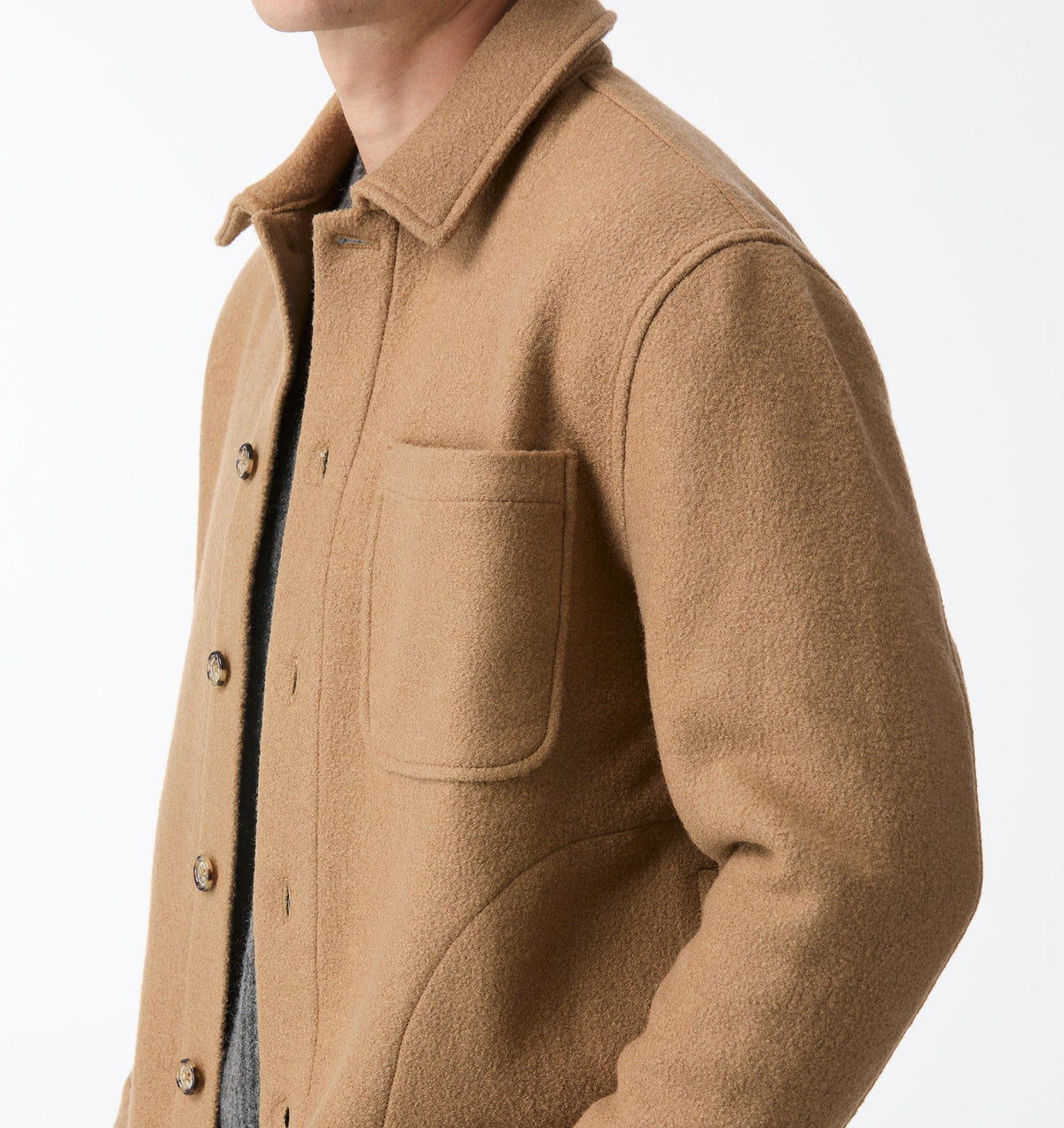 Boiled Wool Overshirt - Camel