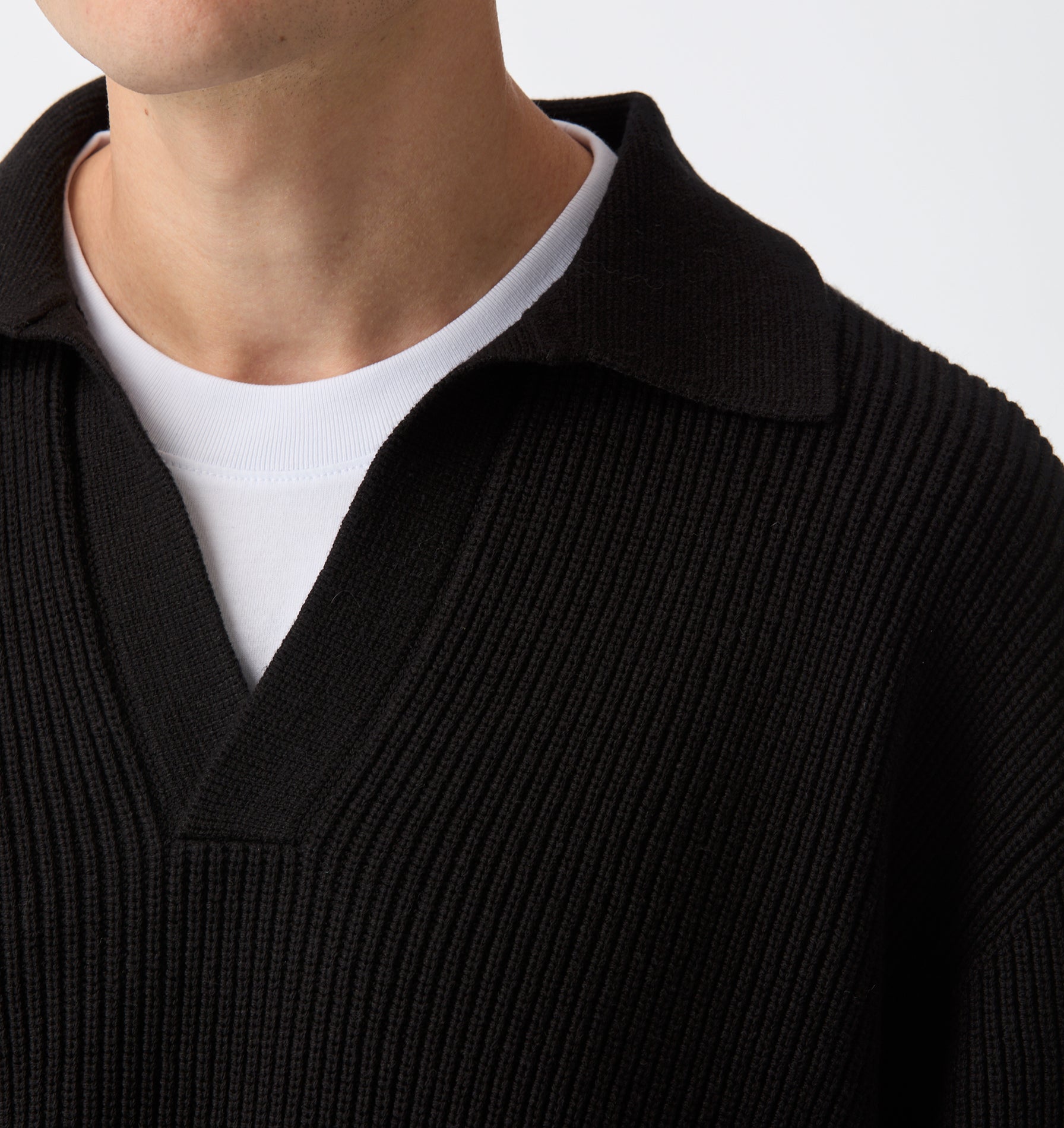 Knit LS Polo - Black