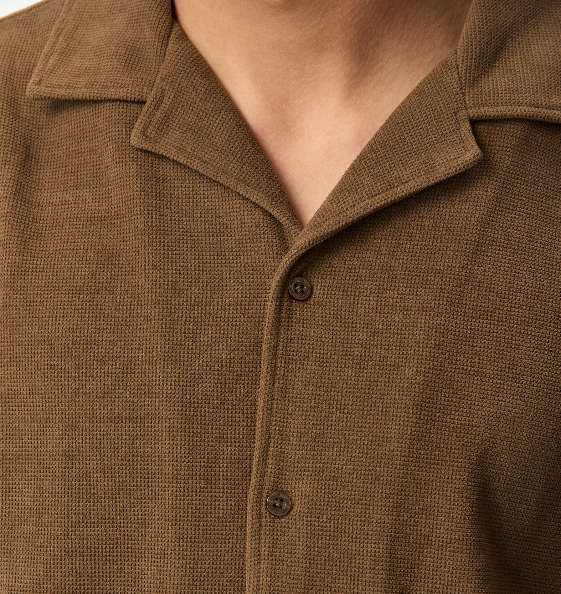 Waffle Box Cuban Collar SS Shirt - Fossil