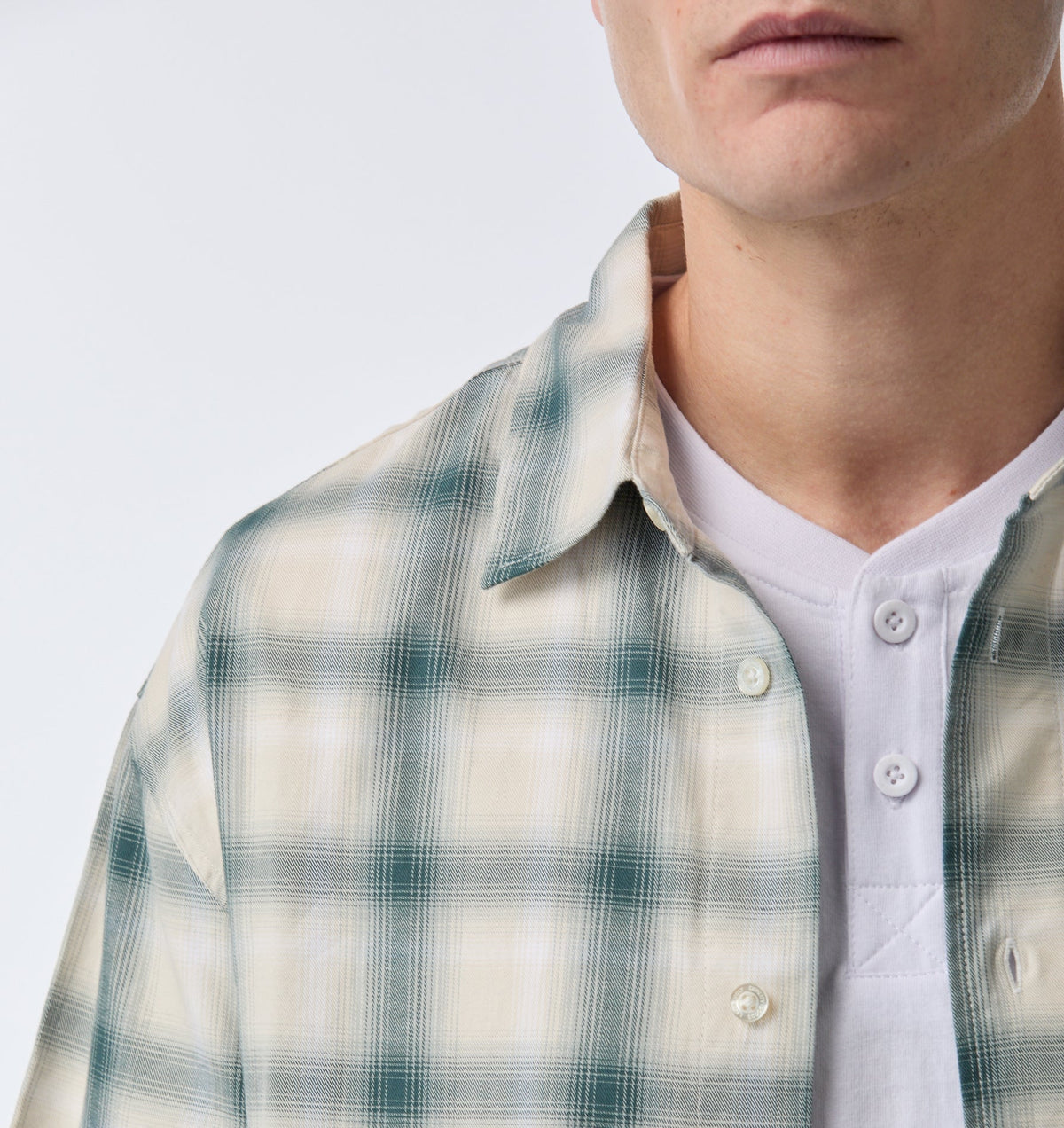 Arlo SS Shirt - White/Teal Check