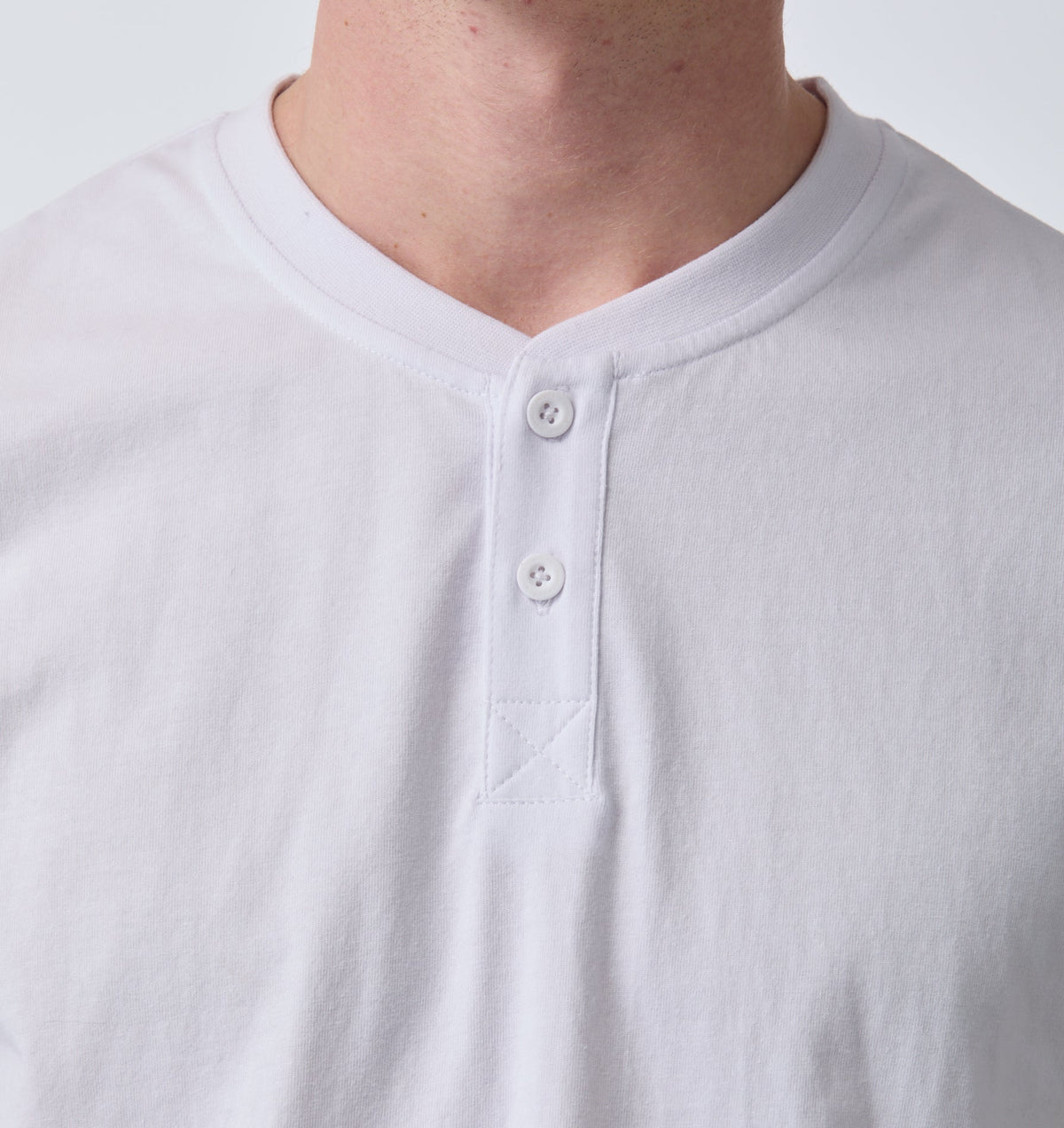 Henley Muscle Tee - White