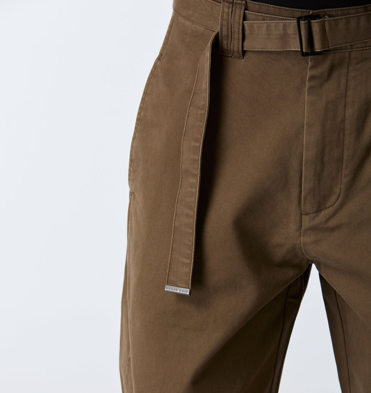 Belted Barrel Leg Pant - Moss