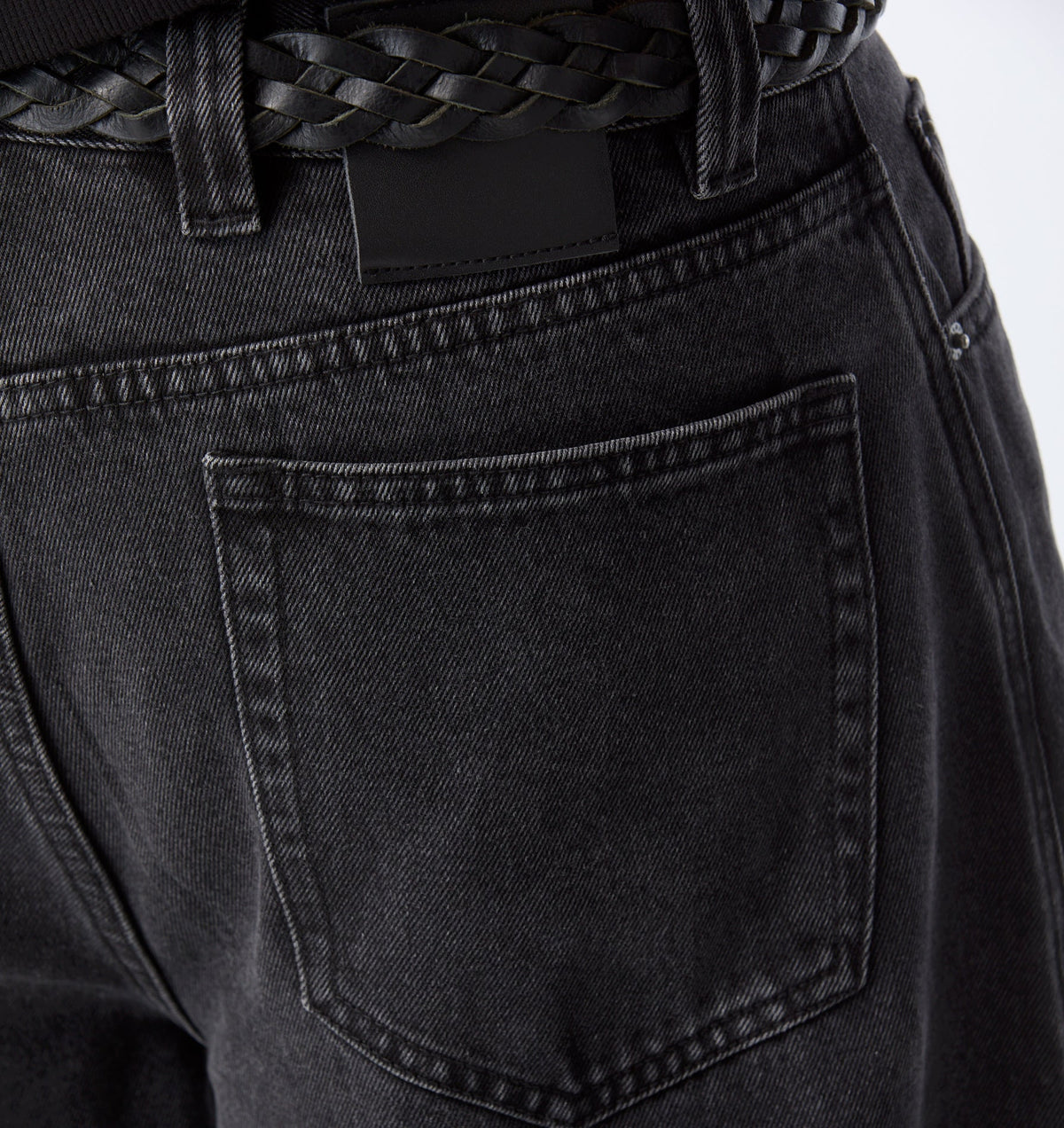 Barrel Leg Denim - Washed Black
