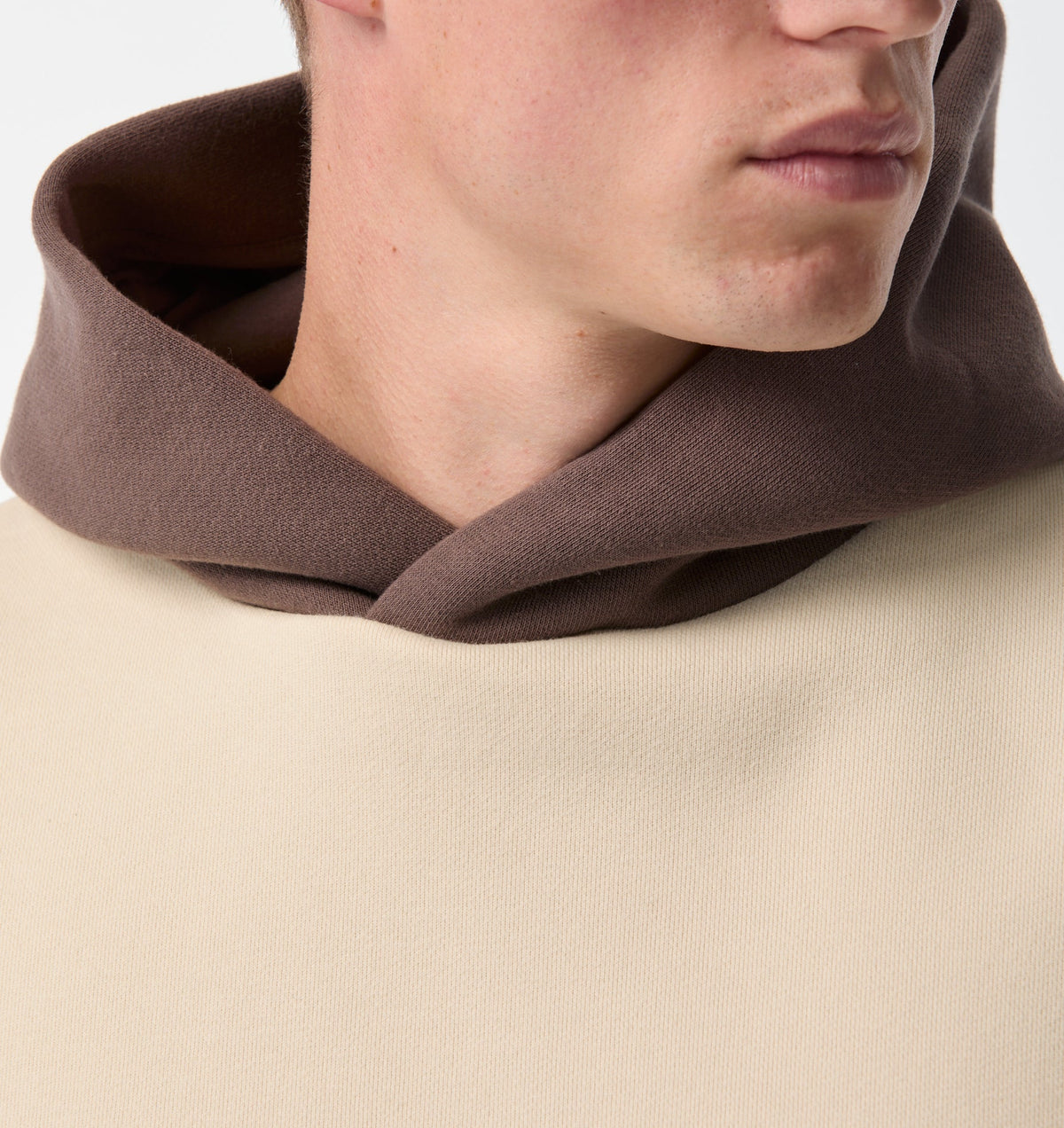 Heavy Crop Box Hood - Off White/Brown