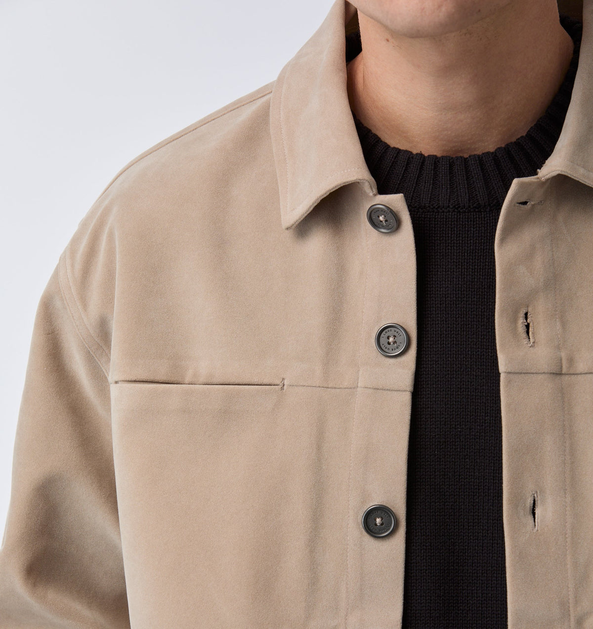 Suede Overshirt - Stone