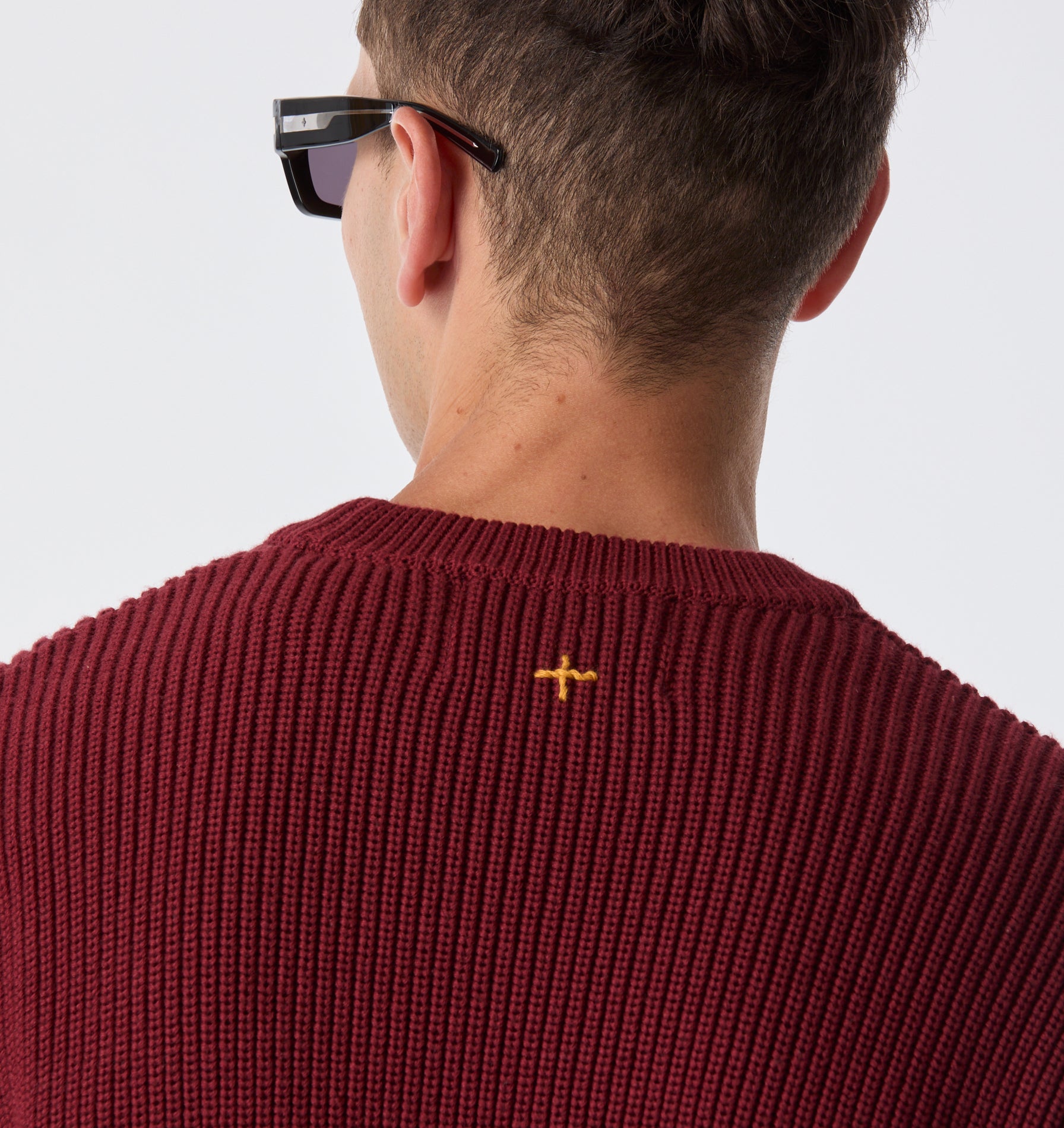 Cropped Knit Sweater - Red Wine