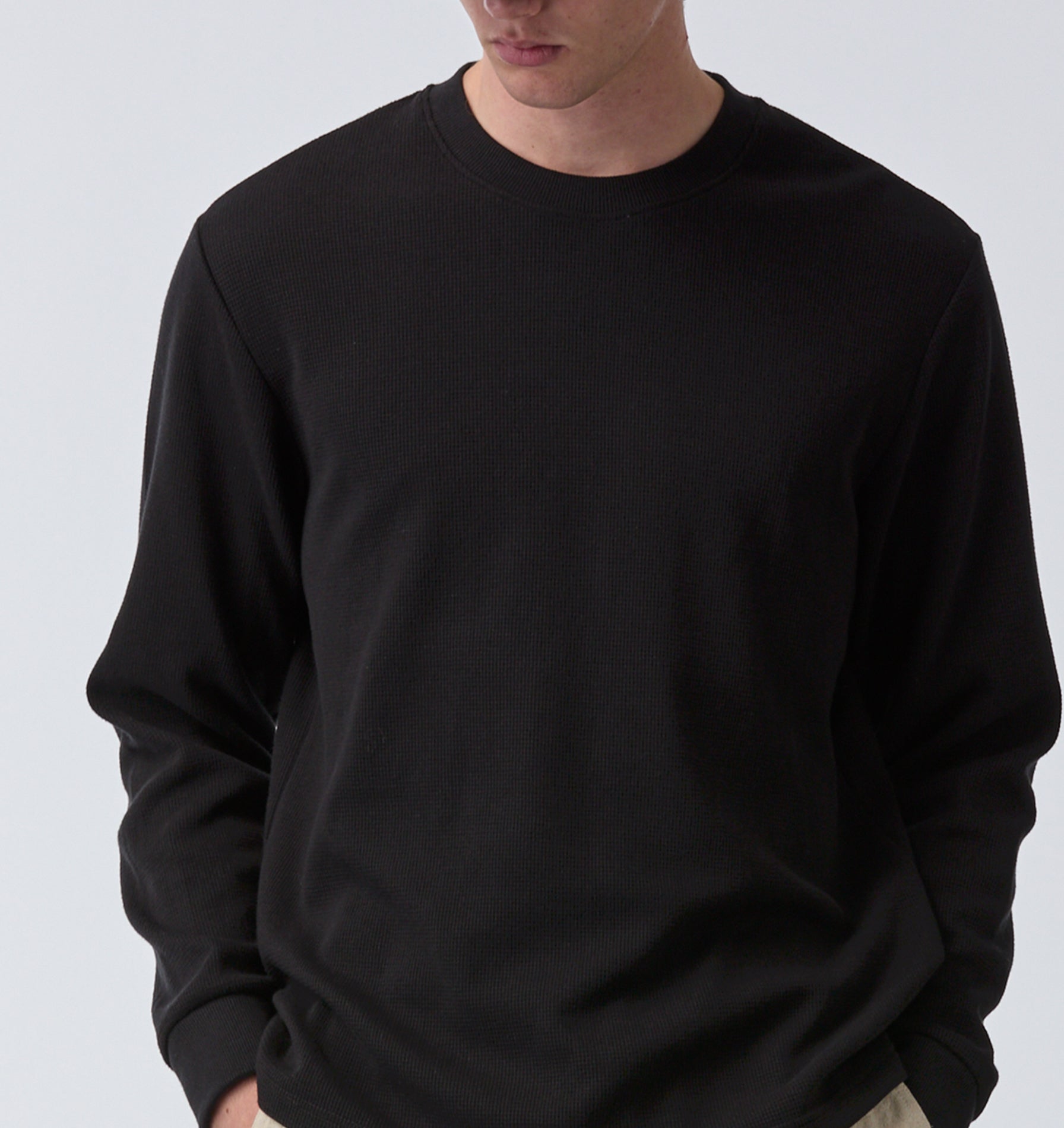 Waffle LS Tee - Black