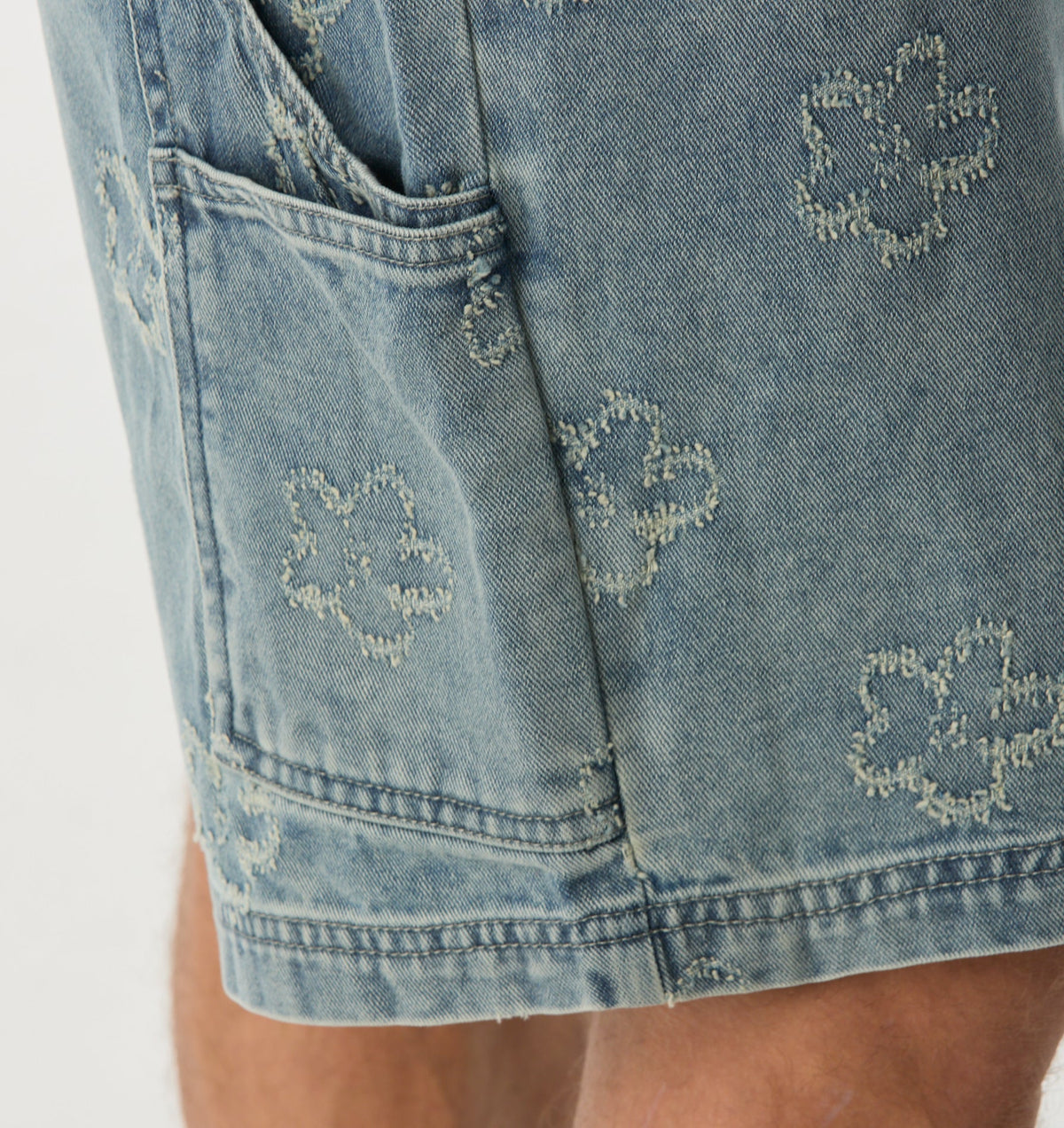 Floral Clean Carpenter Short - Vintage Blue