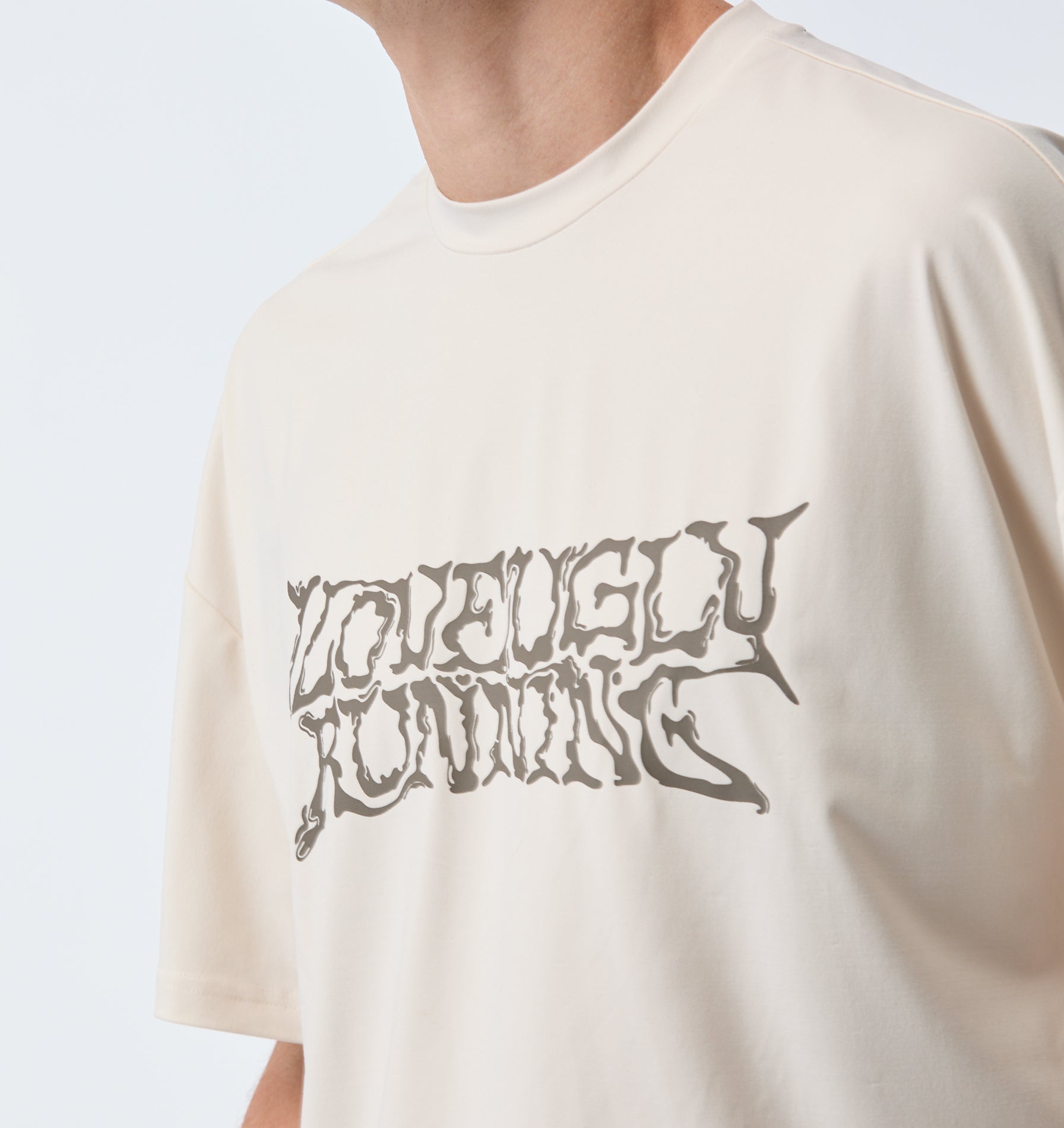 Liquified Active Box Tee - Off White/ Brown