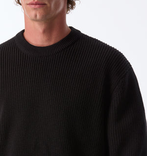 Cropped Knit Sweater - Black