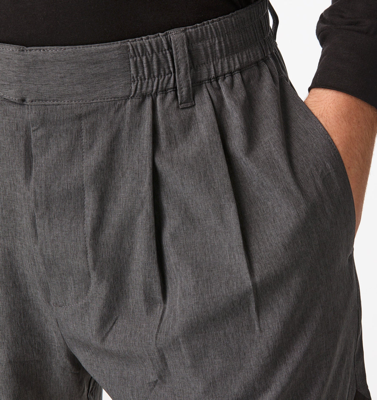 Active Pleat Front Short - Charcoal Marle