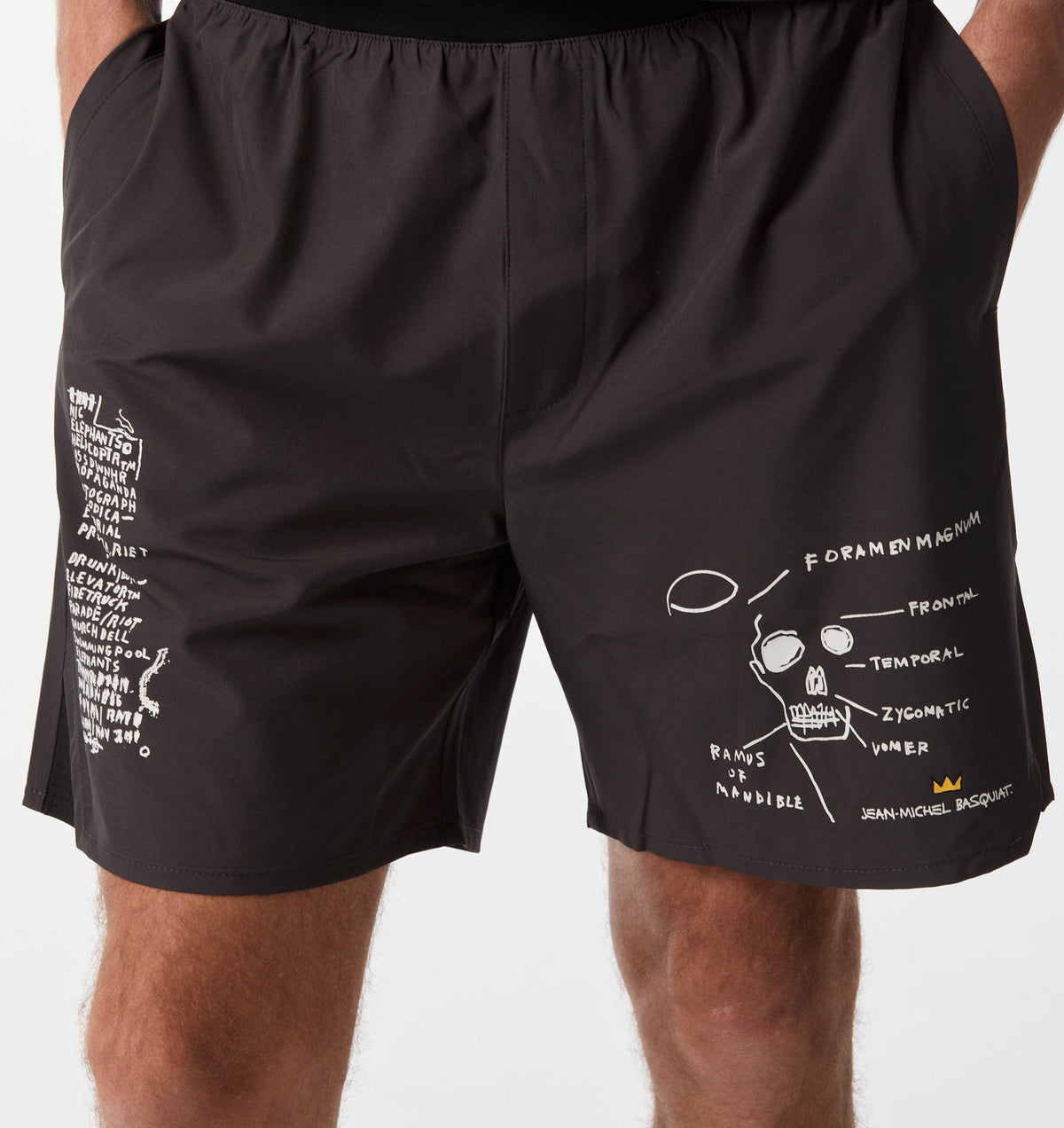Basquiat Scribble Active 7 Inch Short - Charcoal