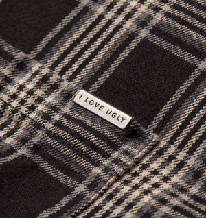 Raw Hem Check Overshirt - Black/Grey
