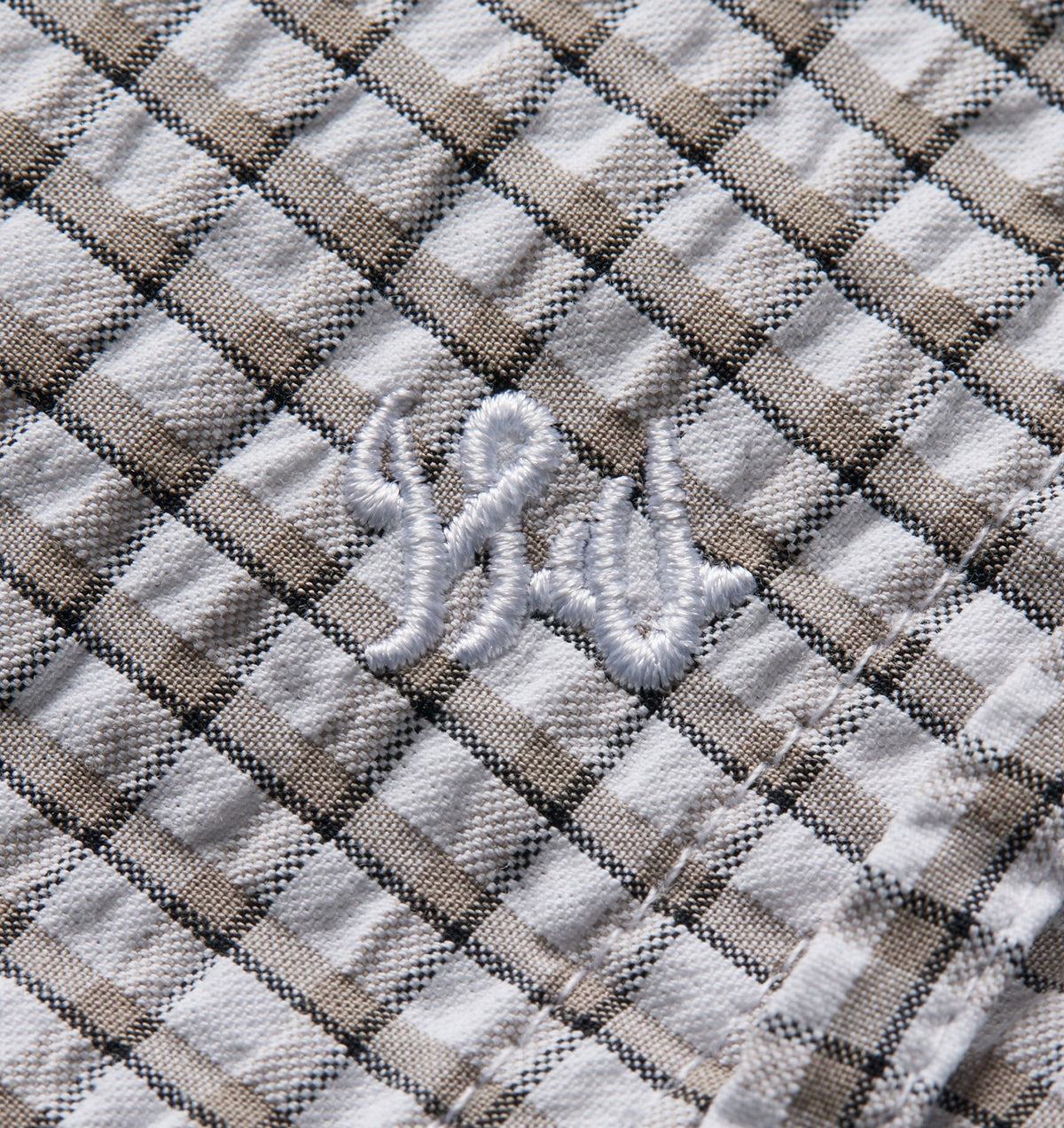 Crop LS Shirt - White/Sand Check