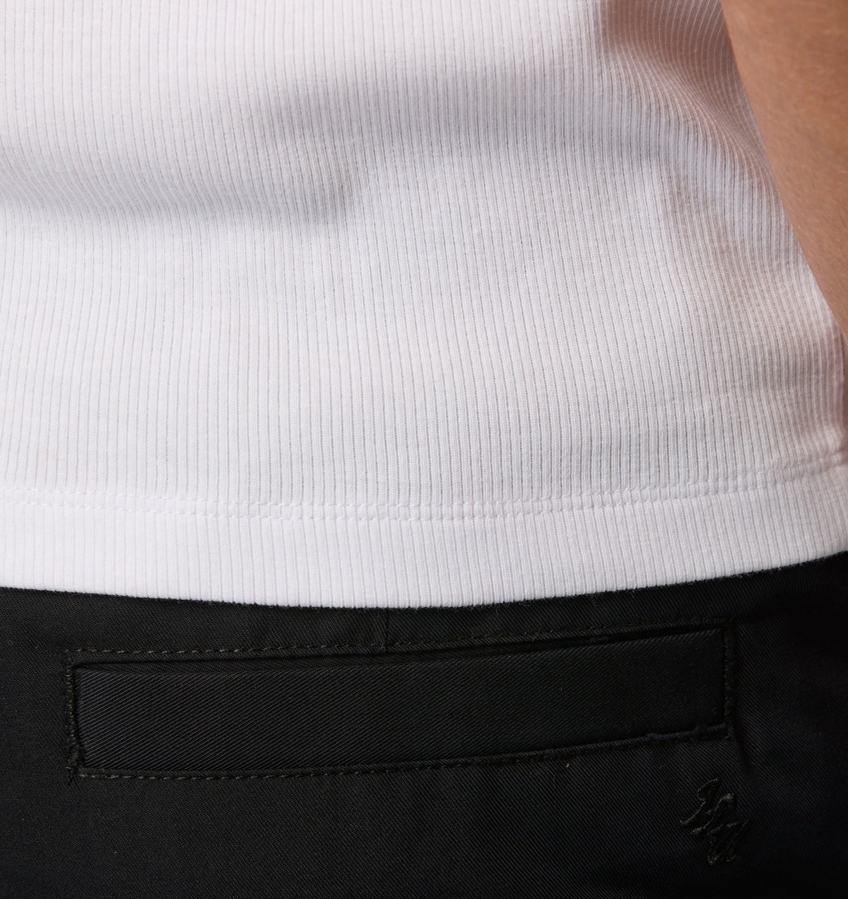 Ribbed Slim Tee - White
