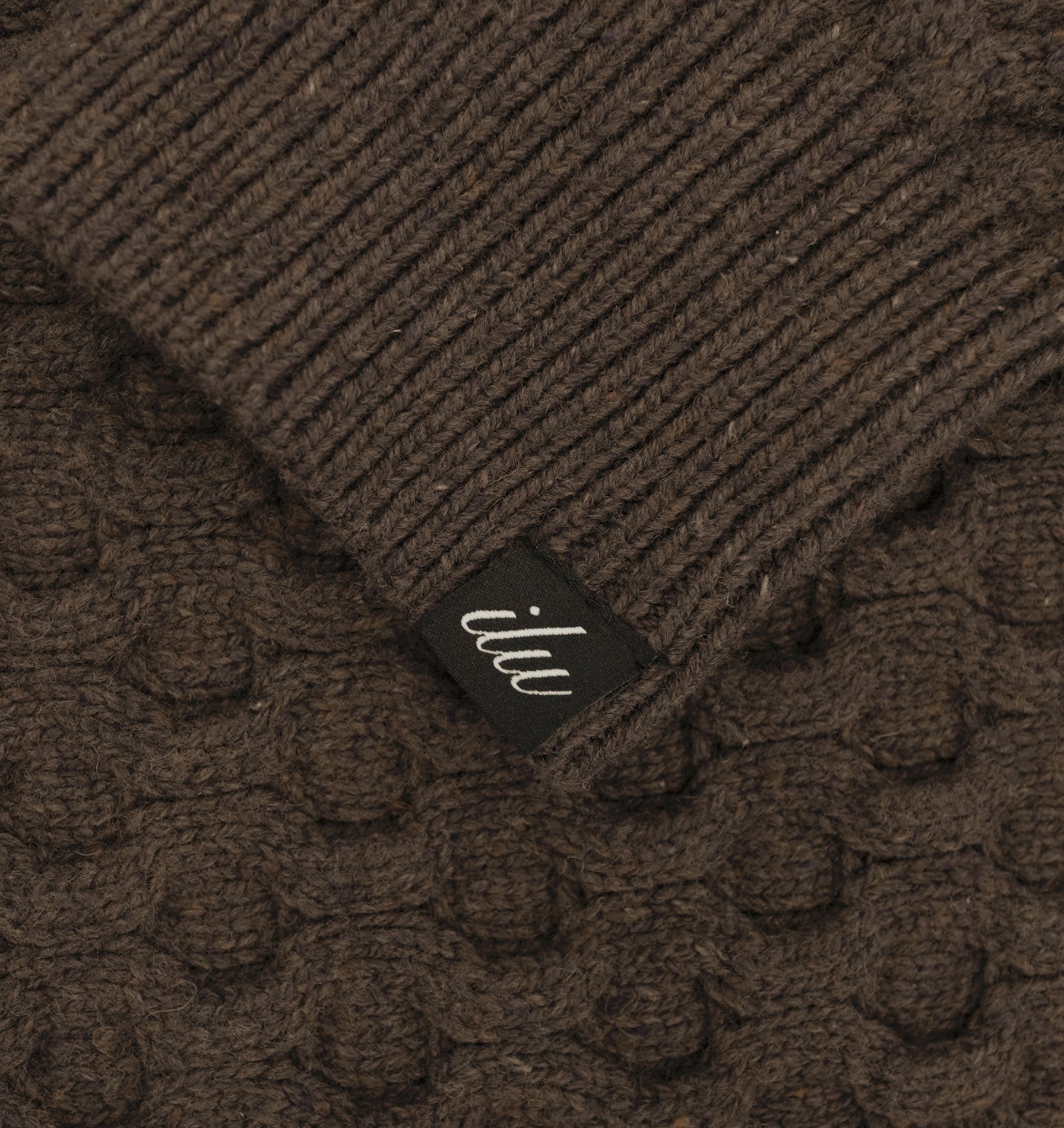Cable Crop Knit Sweater - Brown Fleck