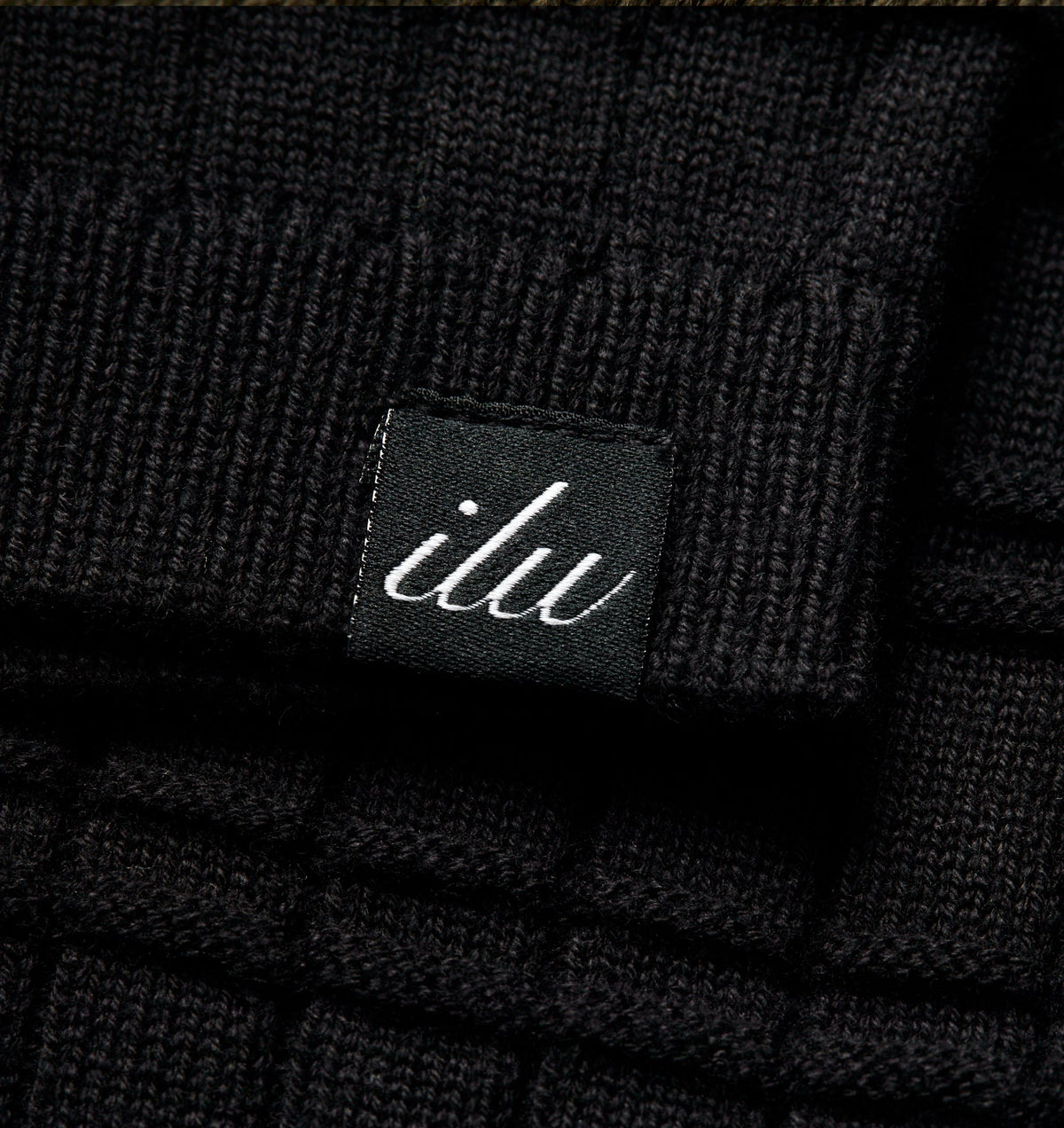 Grid Box Knit Polo - Black