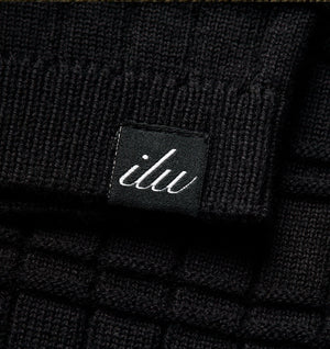 Grid Box Knit Polo - Black
