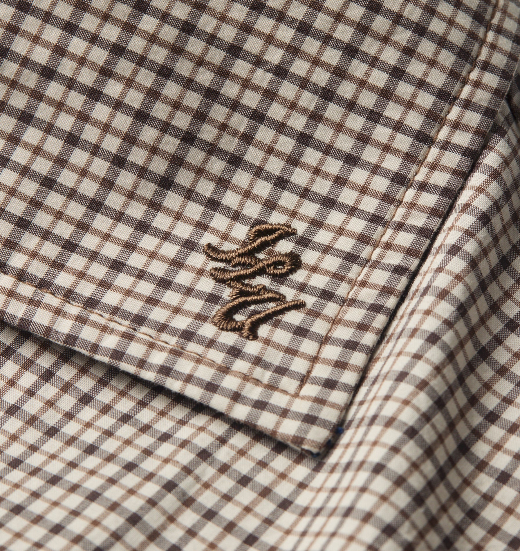 Box Cuban Collar Shirt - White/Brown Check