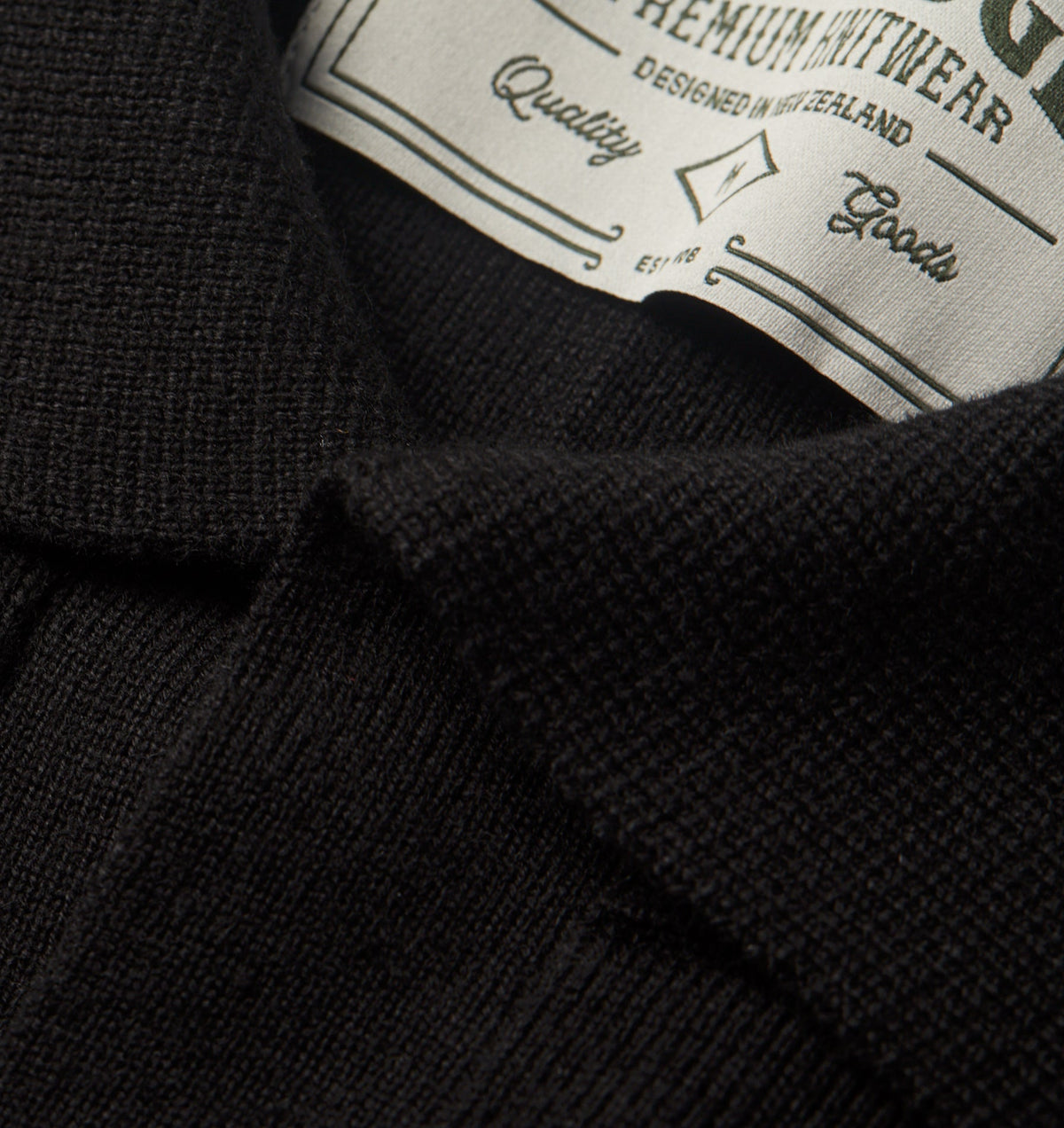 Box Knit Polo - Black
