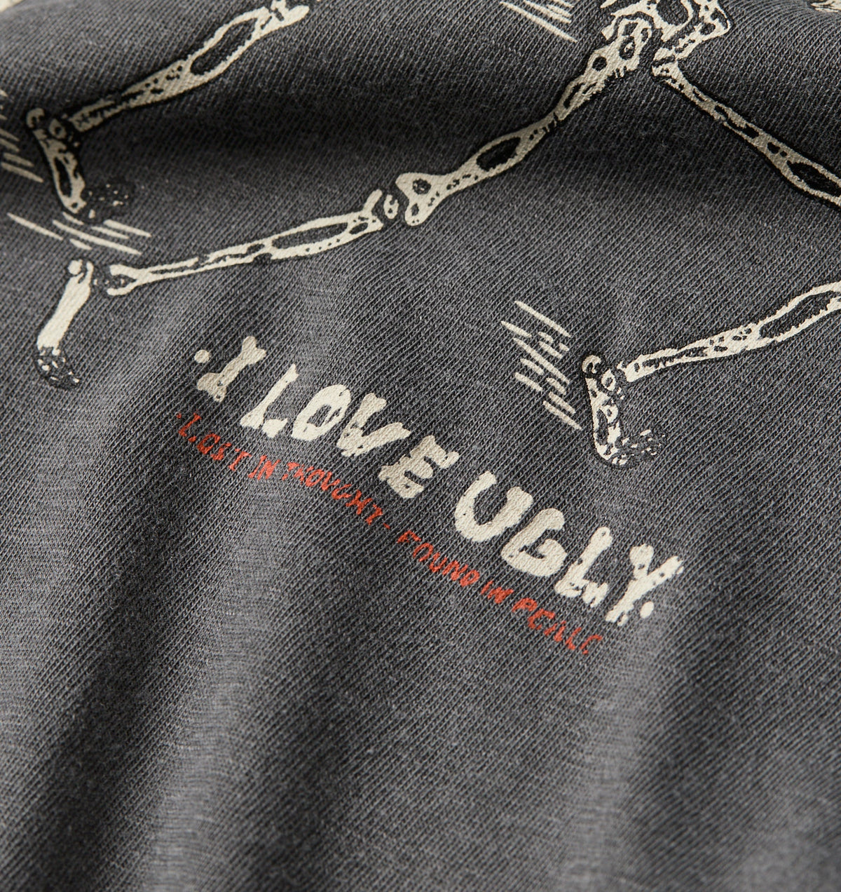 Skeleton Crop Tee - Washed Black