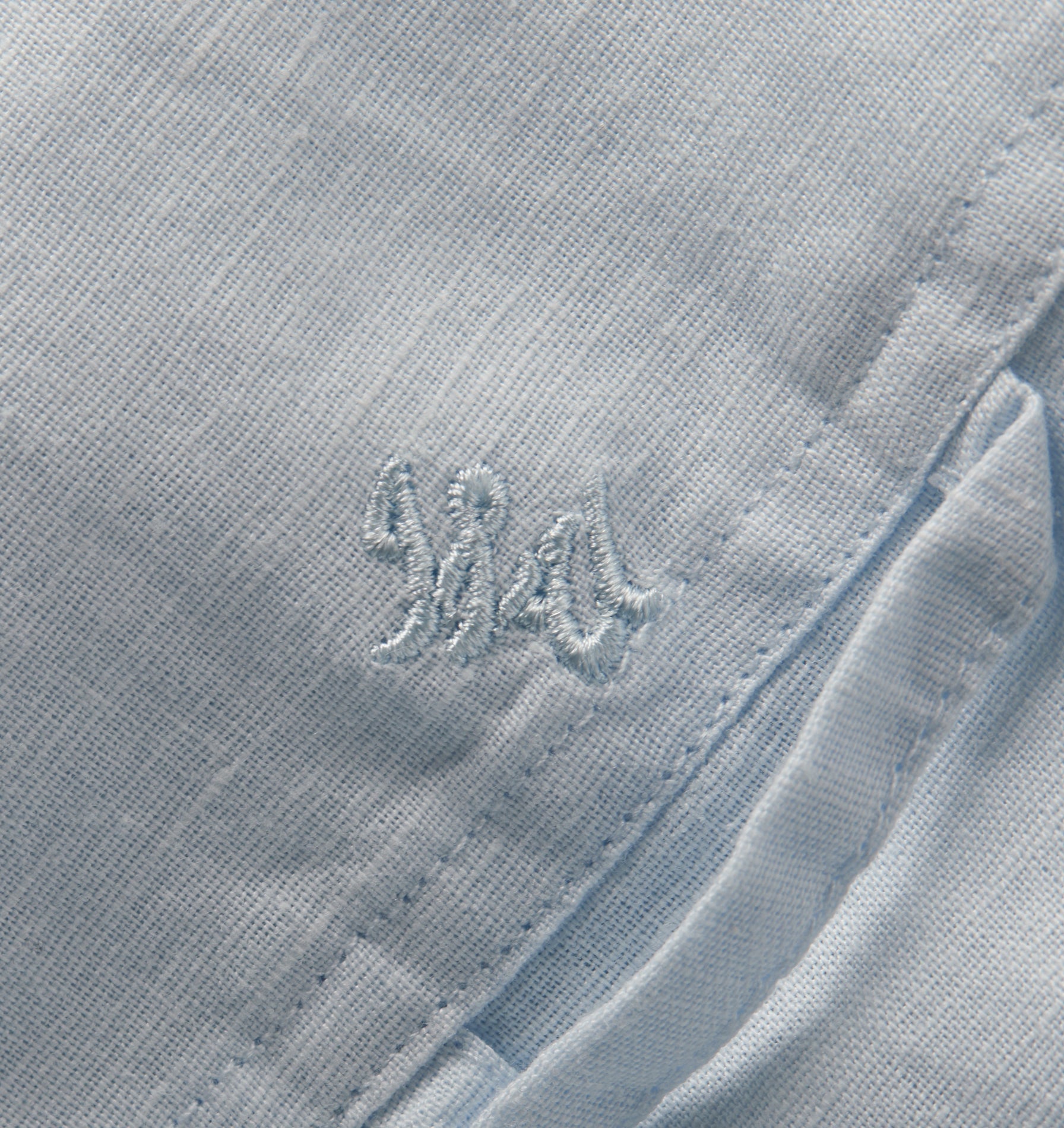 Linen Crop LS Shirt - Pale Blue