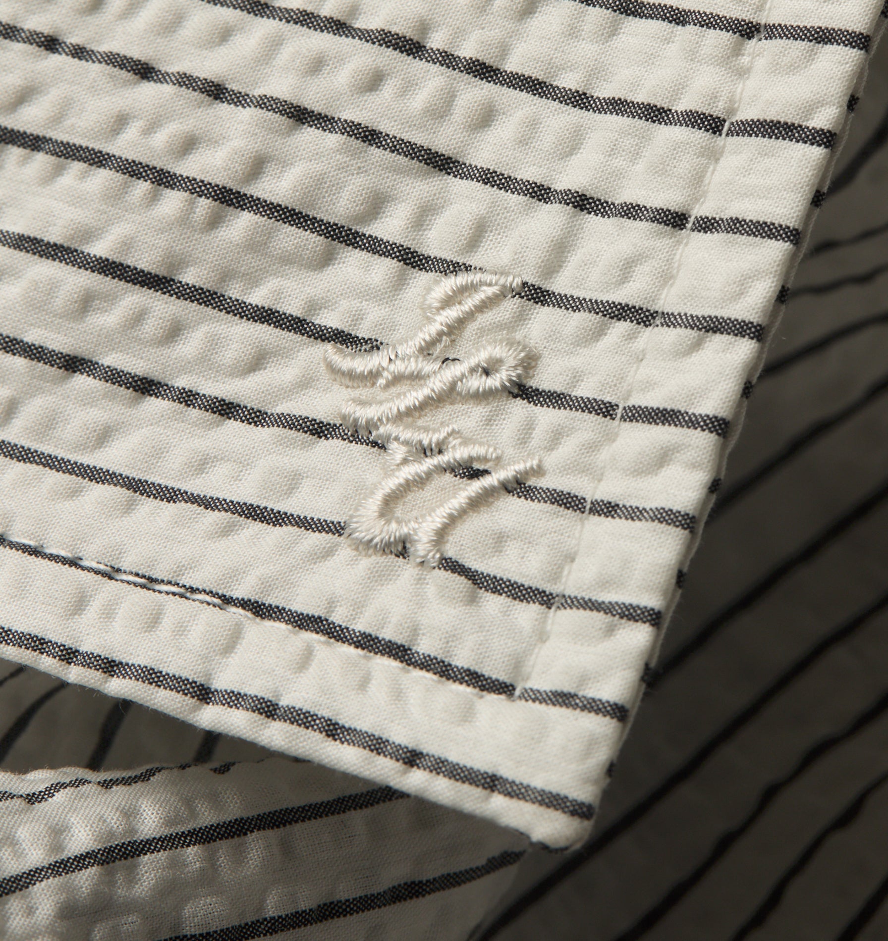 Box Cuban Collar Shirt - White/Black Stripe