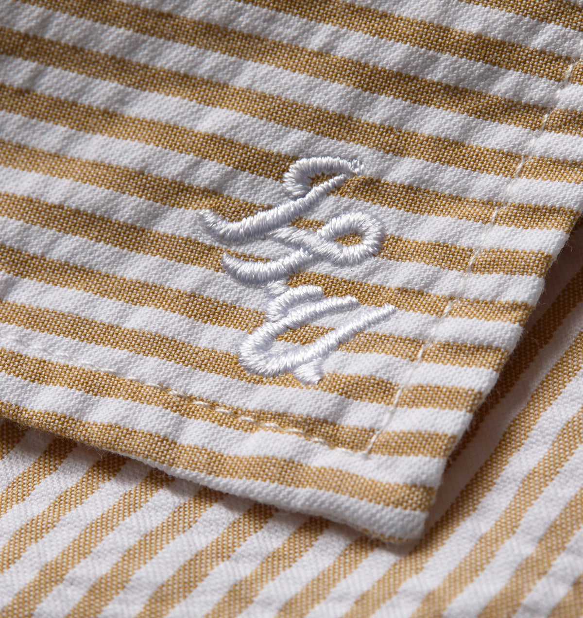 Box Cuban Collar Shirt - Mustard/White Stripe