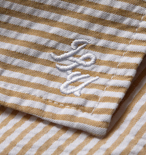 Box Cuban Collar Shirt - Mustard/White Stripe