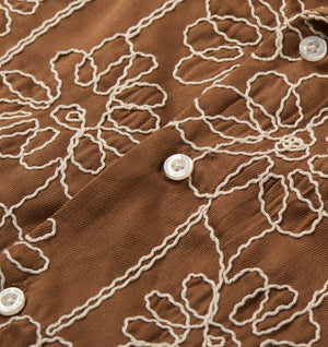 Cuban Collar SS Shirt - Tobacco Floral