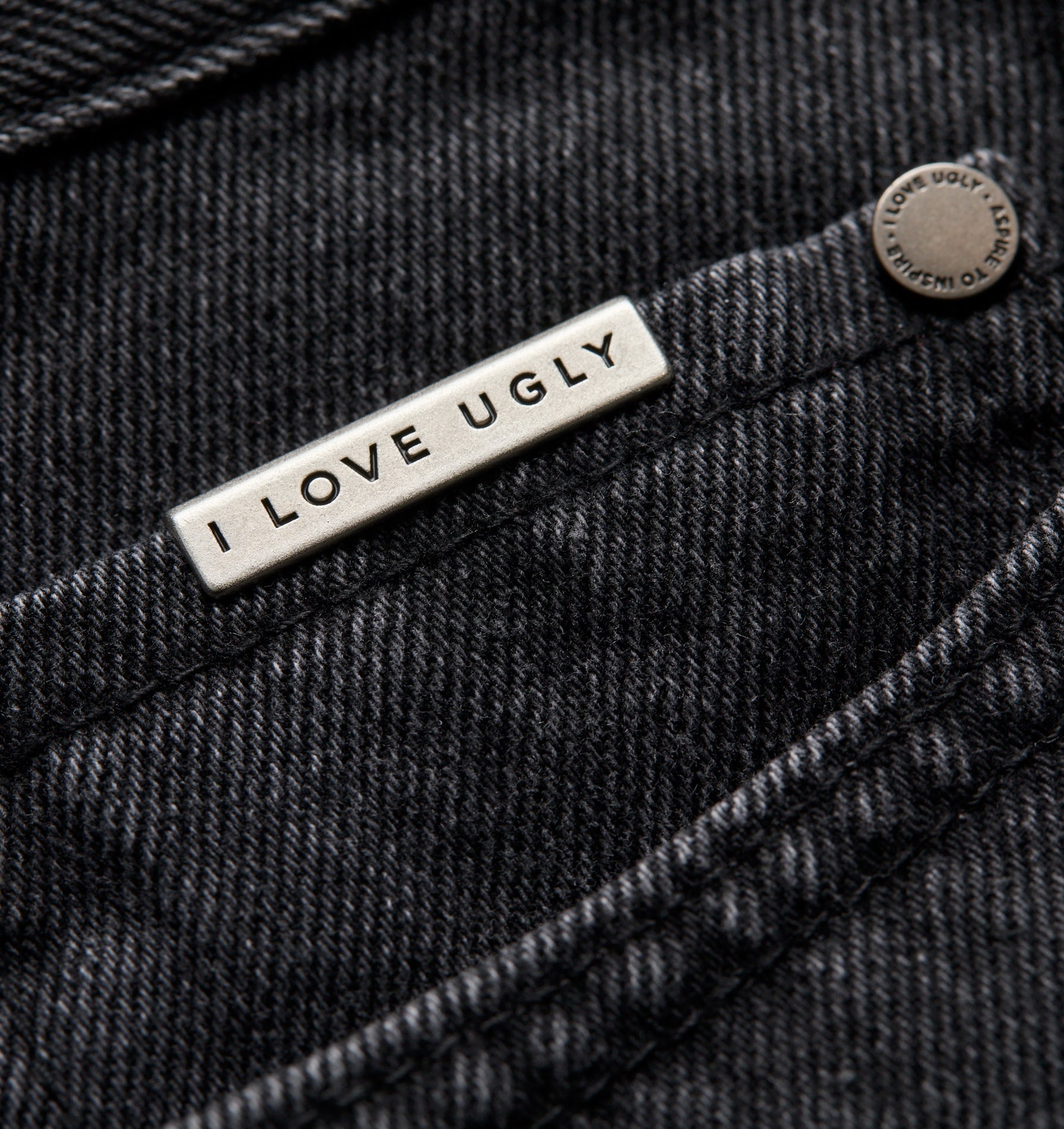 Raw Hem Edgar Wide Denim - Washed Black