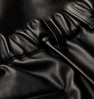 Faux Leather Alby Pleated Short - Black