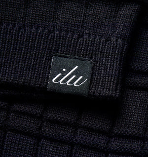 Box Knit Polo - Navy/Off White