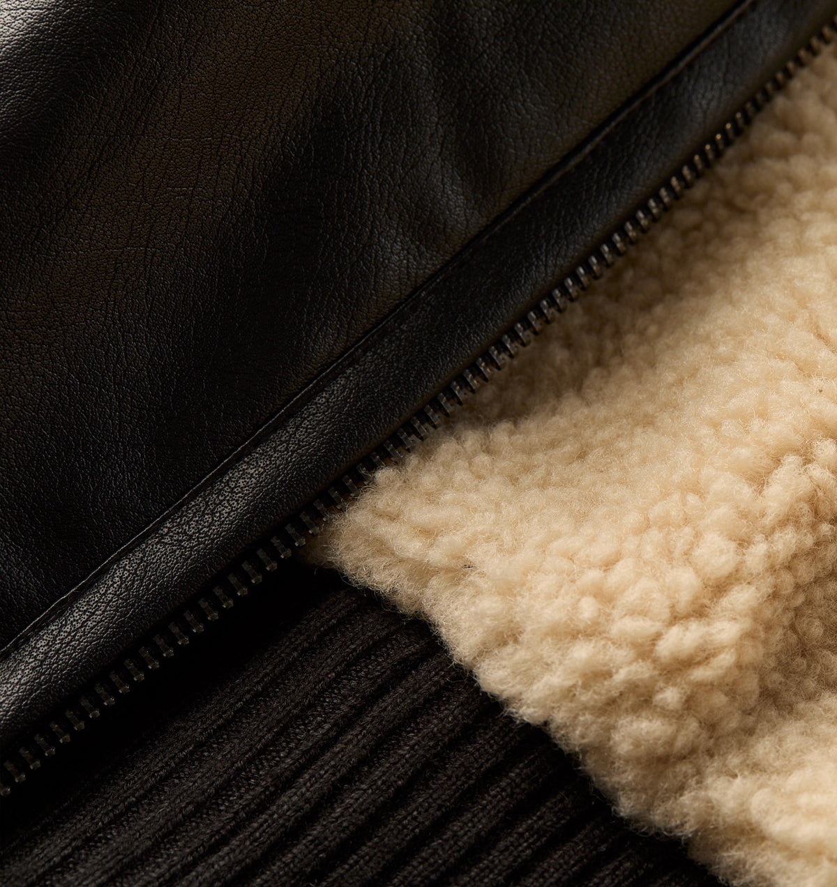 Faux Leather Hood Jacket - Black