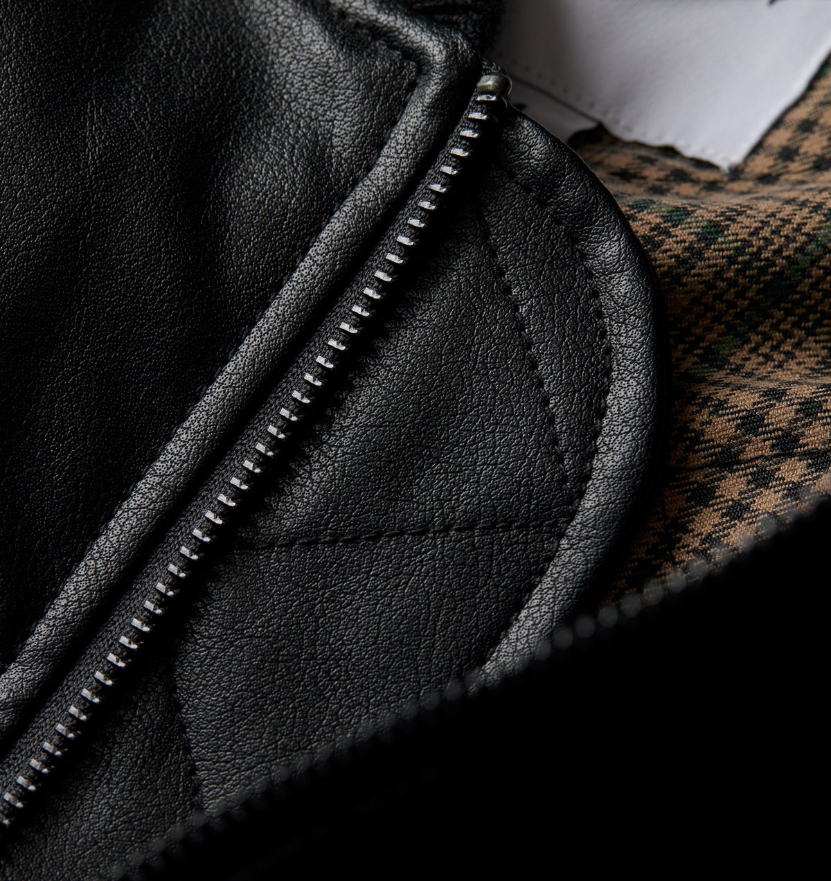 Faux Leather Bomber Jacket - Black
