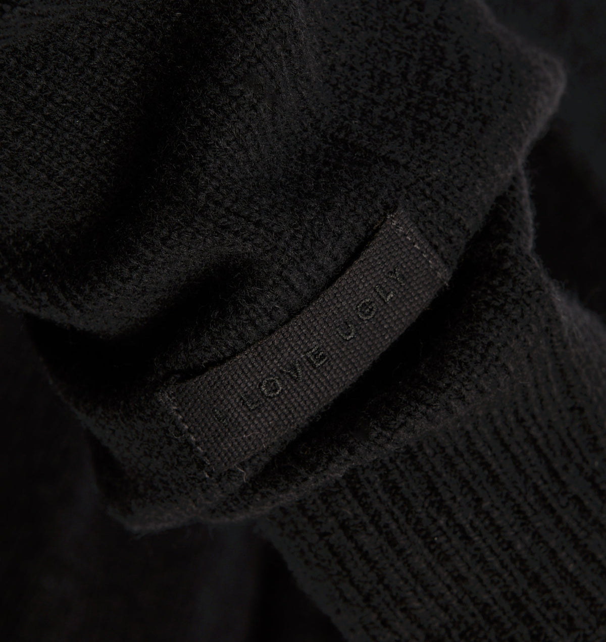 Rolled Neck Knit Sweater - Black