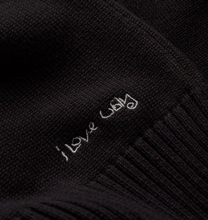Midweight Crop Knit Sweater - Black