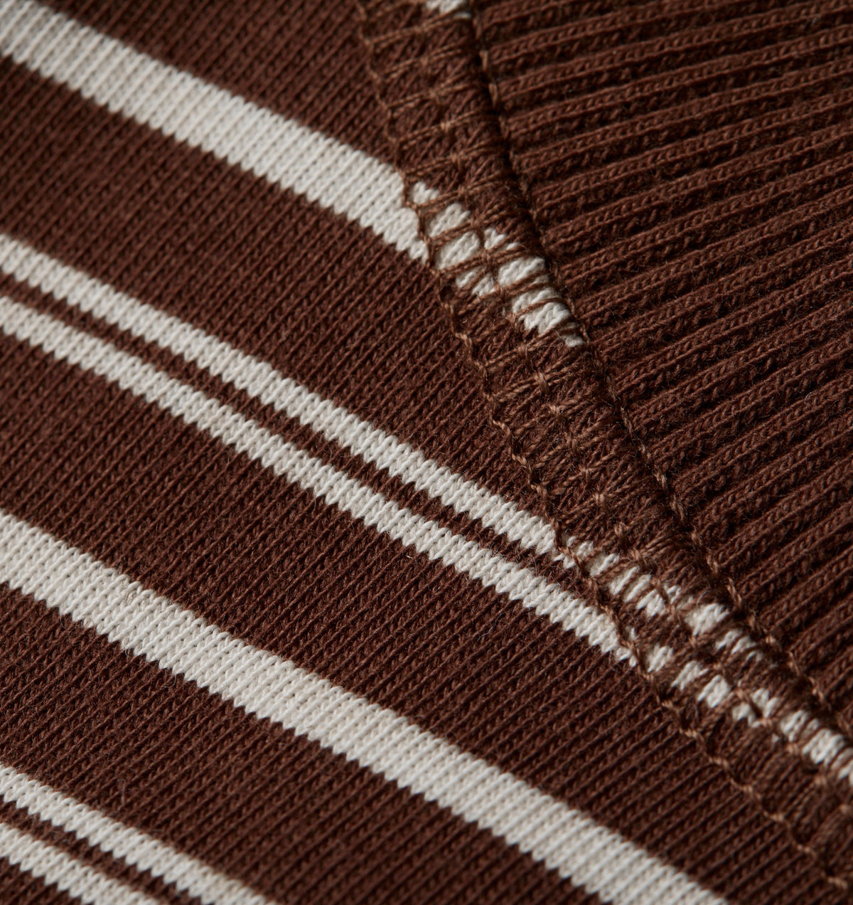 Crop Box LS Tee - Brown/Off White Stripe