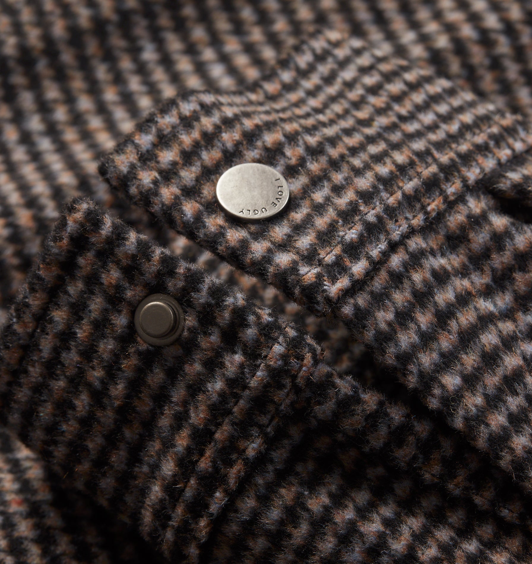 Wool Overshirt - Black/Rust Houndstooth