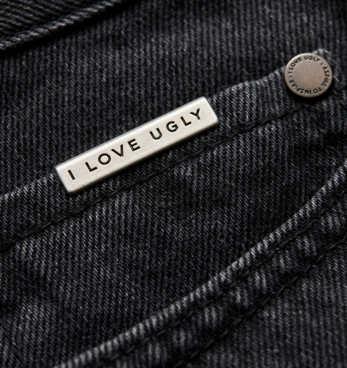Raw Hem Edgar Wide Denim - Washed Black
