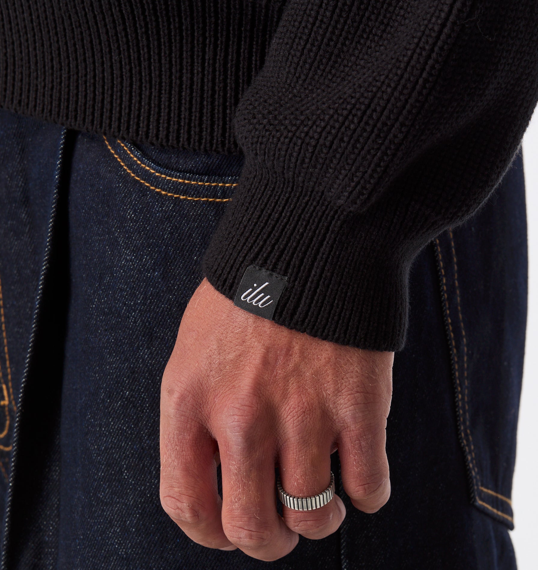 Cropped Knit Sweater - Black