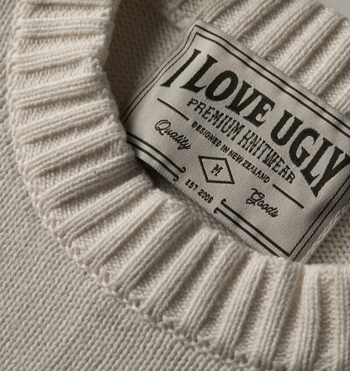 Midweight Crop Knit Sweater - Off White