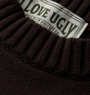 Midweight Crop Knit Sweater - Espresso