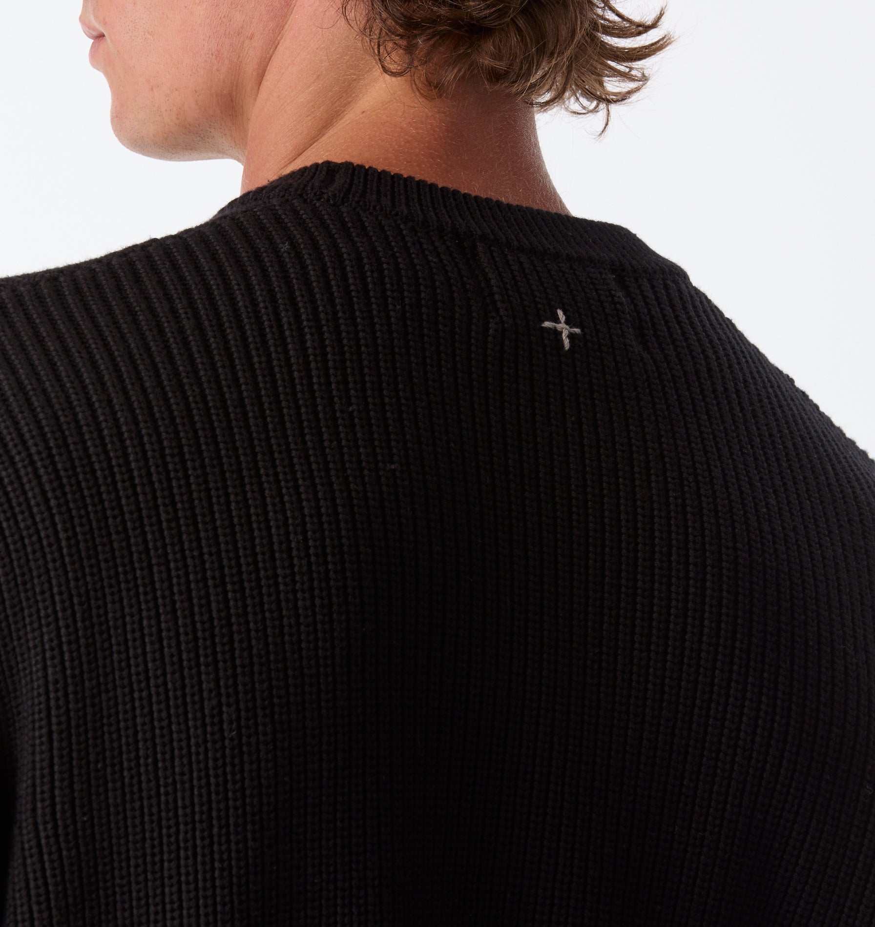 Cropped Knit Sweater - Black