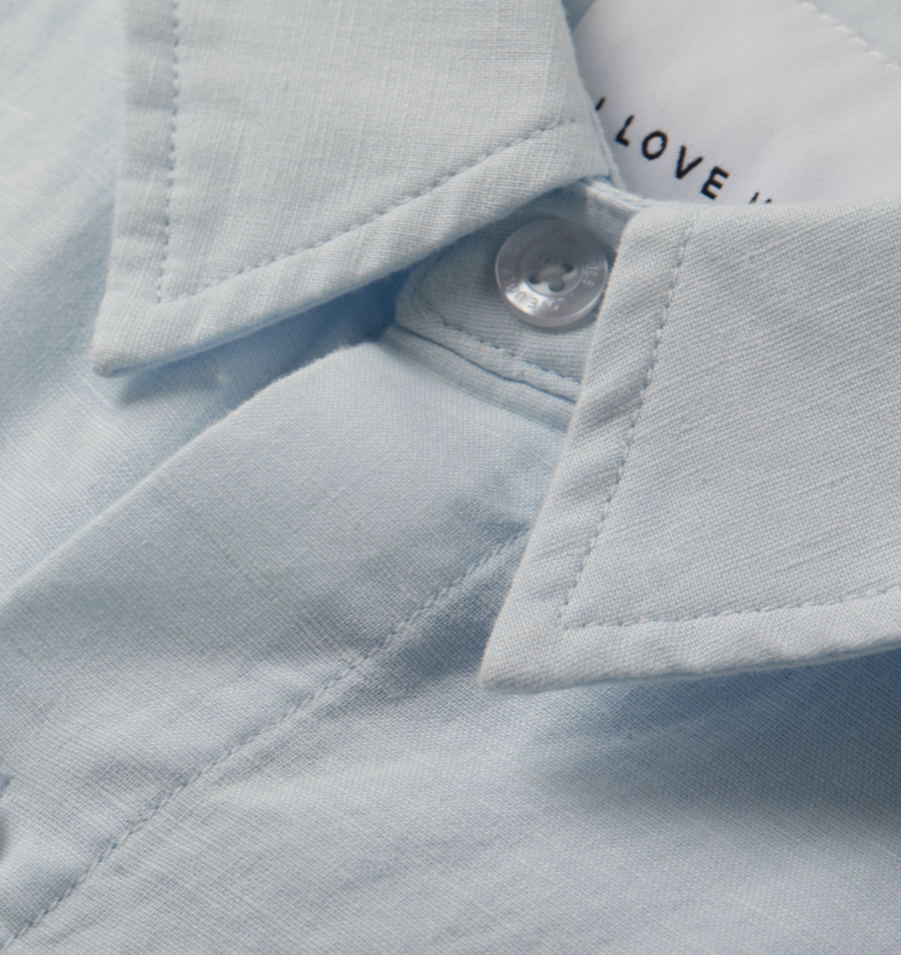 Linen Crop LS Shirt - Pale Blue